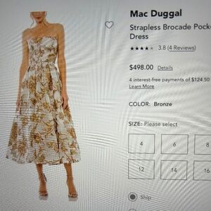 Mac Duggar formal dress,  gold and white brocade, size 6.  Like new